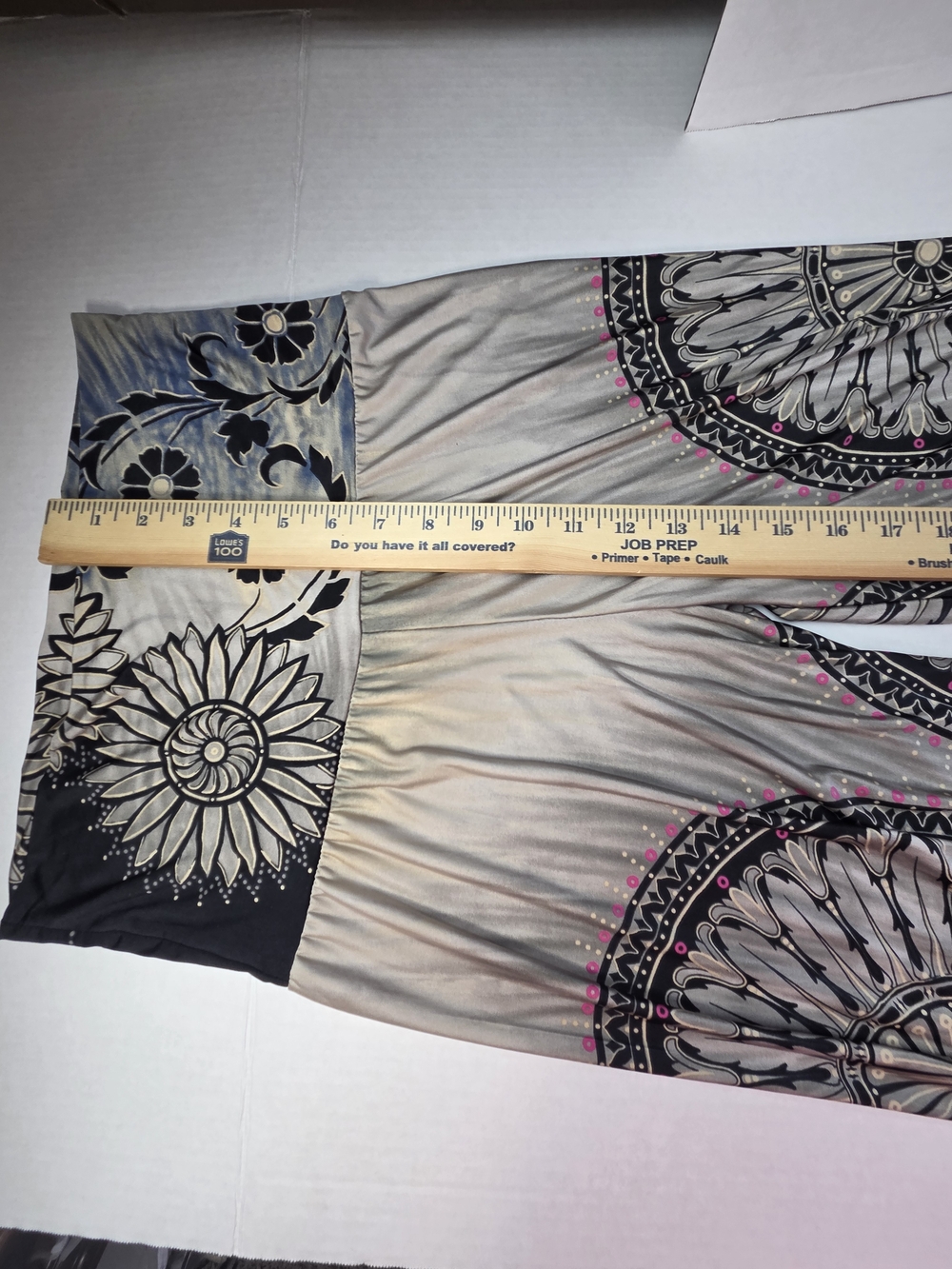 Boho Flow Pants with Mandala & Floral Print in Taupe and Black - Picture 7 of 13